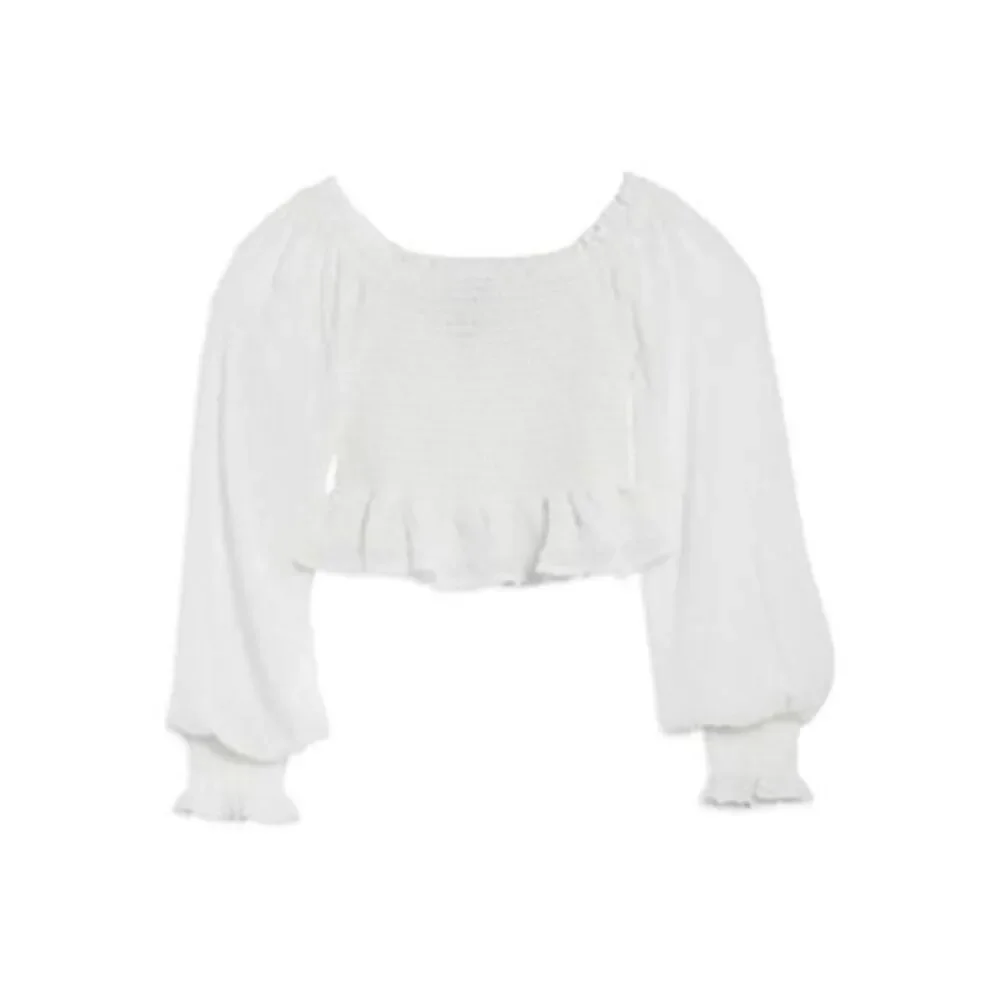 Aqua Girls‎ White Swiss Dot Smocked Top Size L 10/12